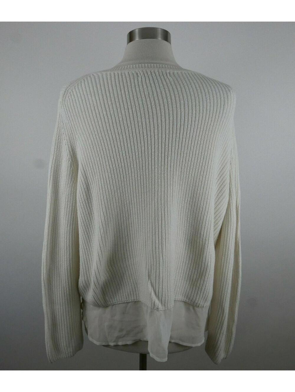 Banana Republic Womens Ribbed Scoop Neck White Sweater Sheer Trim XL - Picture 7 of 9